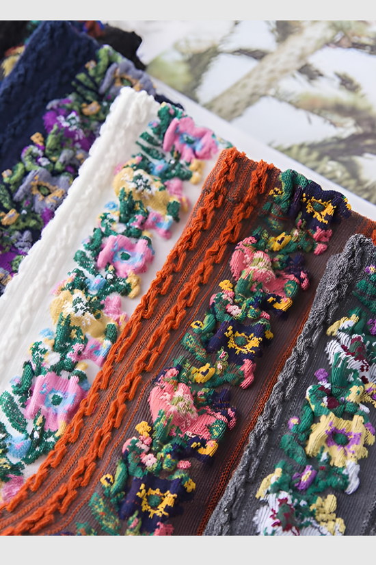 Pack 5 paire - Chaussettes à Fleurs Brodées Vintage