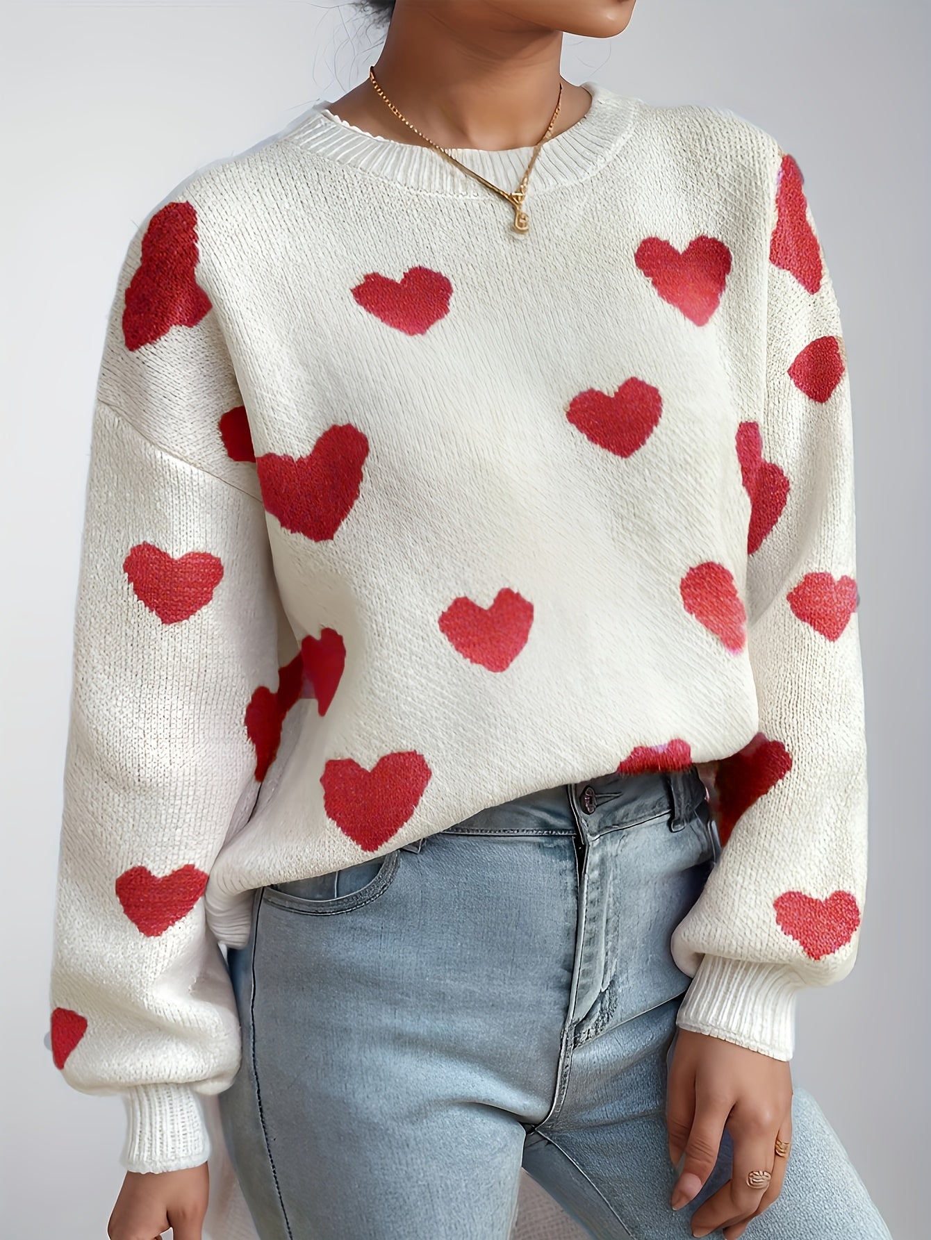 CAMILLE | Pull Doux à Motif Cœur Tendance et Élégant