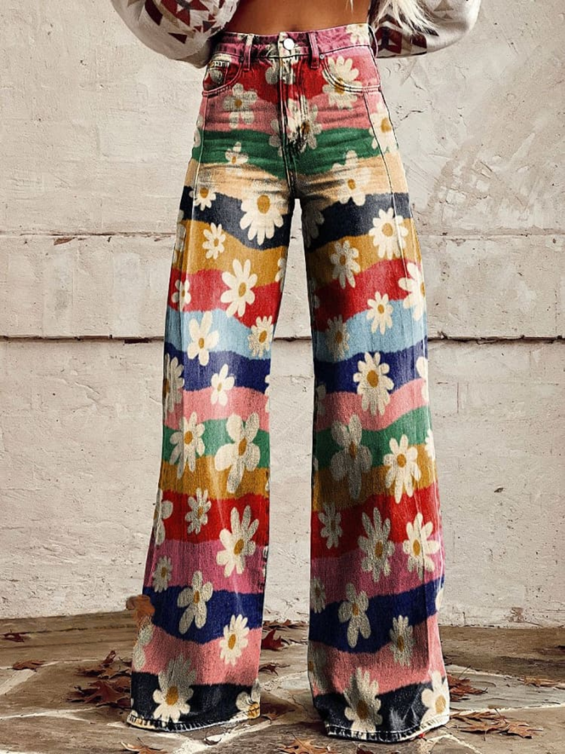 LÉON | Pantalon Rétro Floral Élégant et Confortable