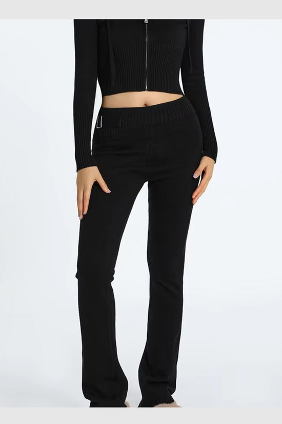 Ensemble Lounge Côtelé Confort – Hoodie Zippé & Pantalon Taille Haute