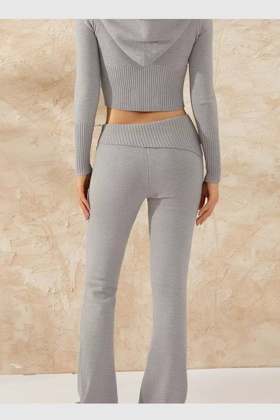 Ensemble Lounge Côtelé Confort – Hoodie Zippé & Pantalon Taille Haute