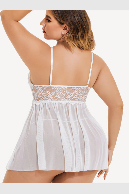 Nuisette Grande Taille en Maille à Col V et Fentes Latérales