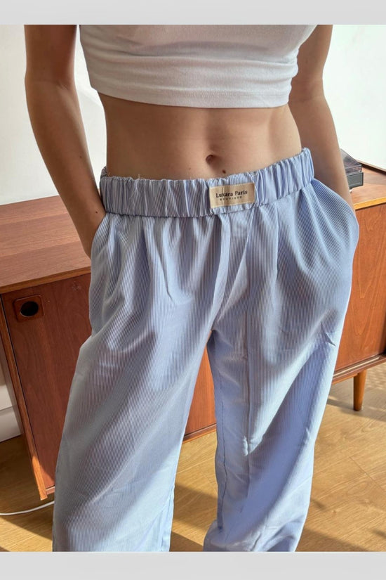 Pantalon Large à Rayures Femme - Taille Élastique