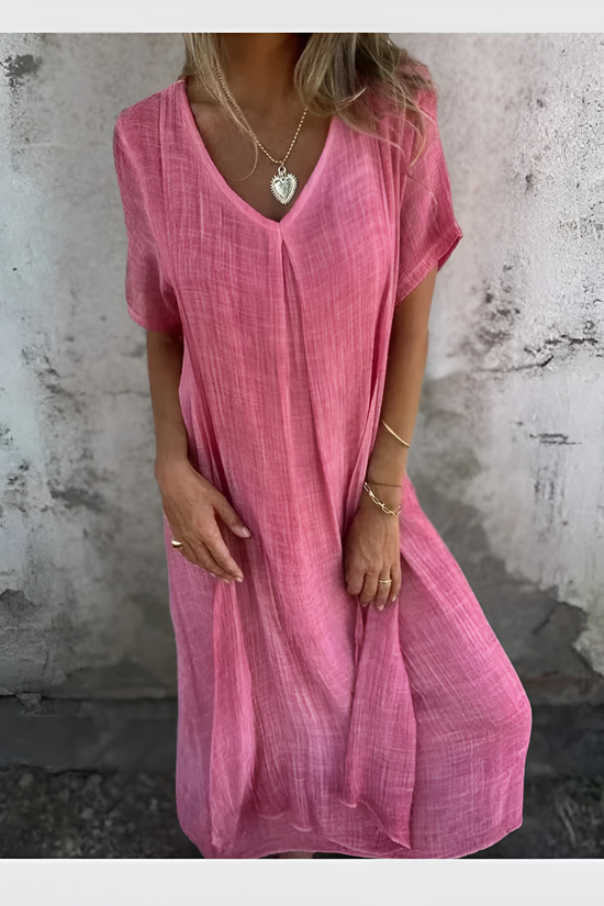 Robe Midi Élégante à Col V