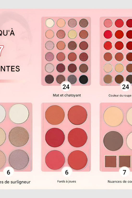 Livre de maquillage magique - Palette de maquillage multifonctionnelle de 67 couleurs