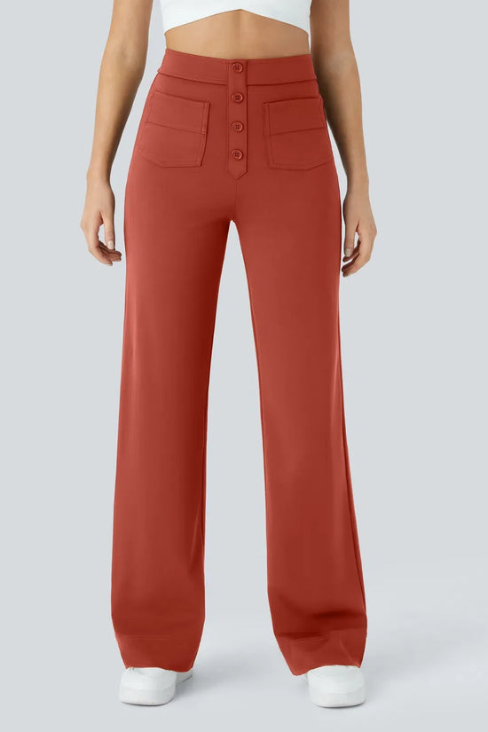 Pantalon décontracté à jambe droite et taille haute QuebecPanier™