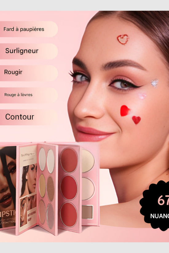 Livre de maquillage magique - Palette de maquillage multifonctionnelle de 67 couleurs