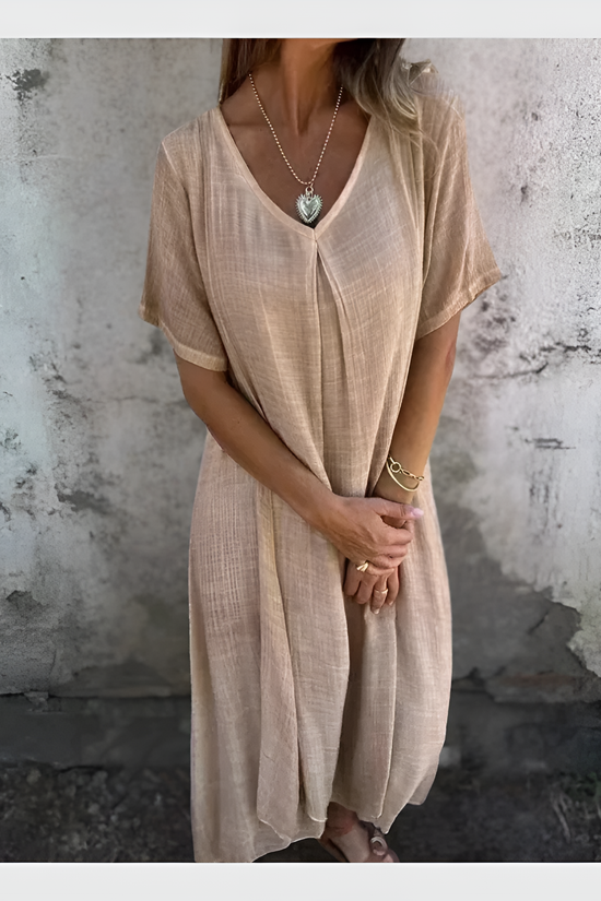 Robe Midi Élégante à Col V