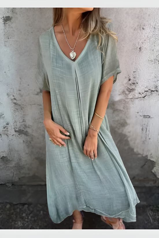 Robe Midi Élégante à Col V