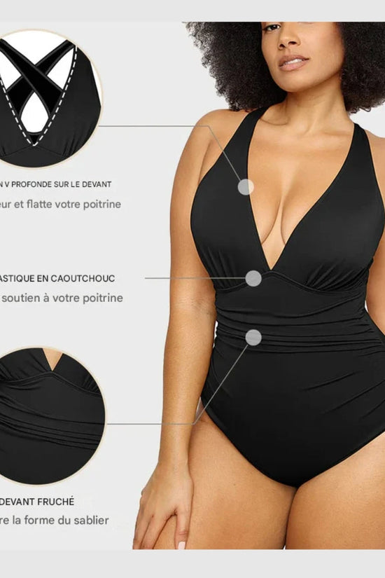AquaSculpt™ - Maillot de Bain Plongeant - Design Flatteur pour votre Silhouette