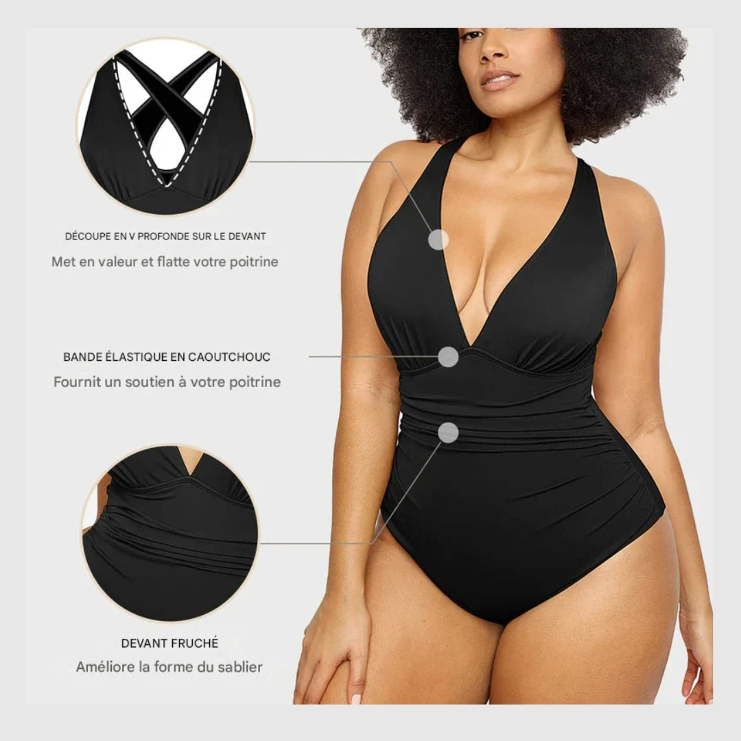 AquaSculpt™ - Maillot de Bain Plongeant - Design Flatteur pour votre Silhouette