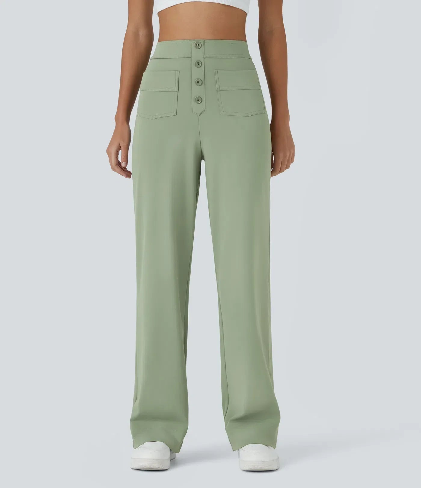 Pantalon décontracté à jambe droite et taille haute QuebecPanier™