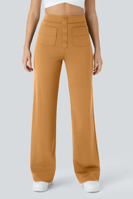 Pantalon décontracté à jambe droite et taille haute QuebecPanier™