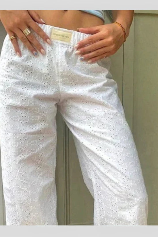 Pantalon Large à Rayures Femme - Taille Élastique