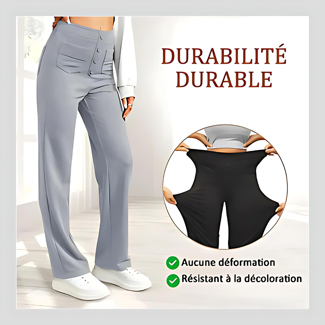 Pantalon décontracté à jambe droite et taille haute QuebecPanier™