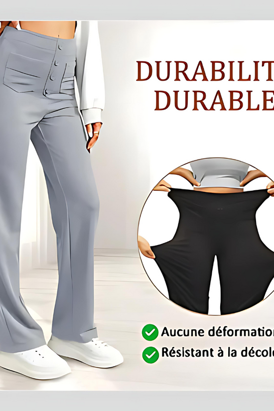 Pantalon décontracté à jambe droite et taille haute QuebecPanier™