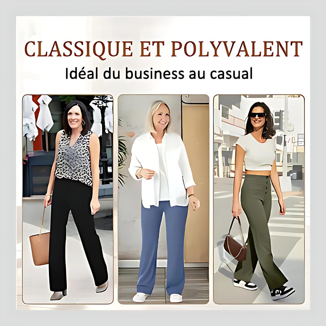 Pantalon décontracté à jambe droite et taille haute QuebecPanier™