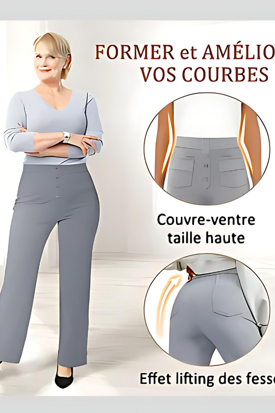 Pantalon décontracté à jambe droite et taille haute QuebecPanier™