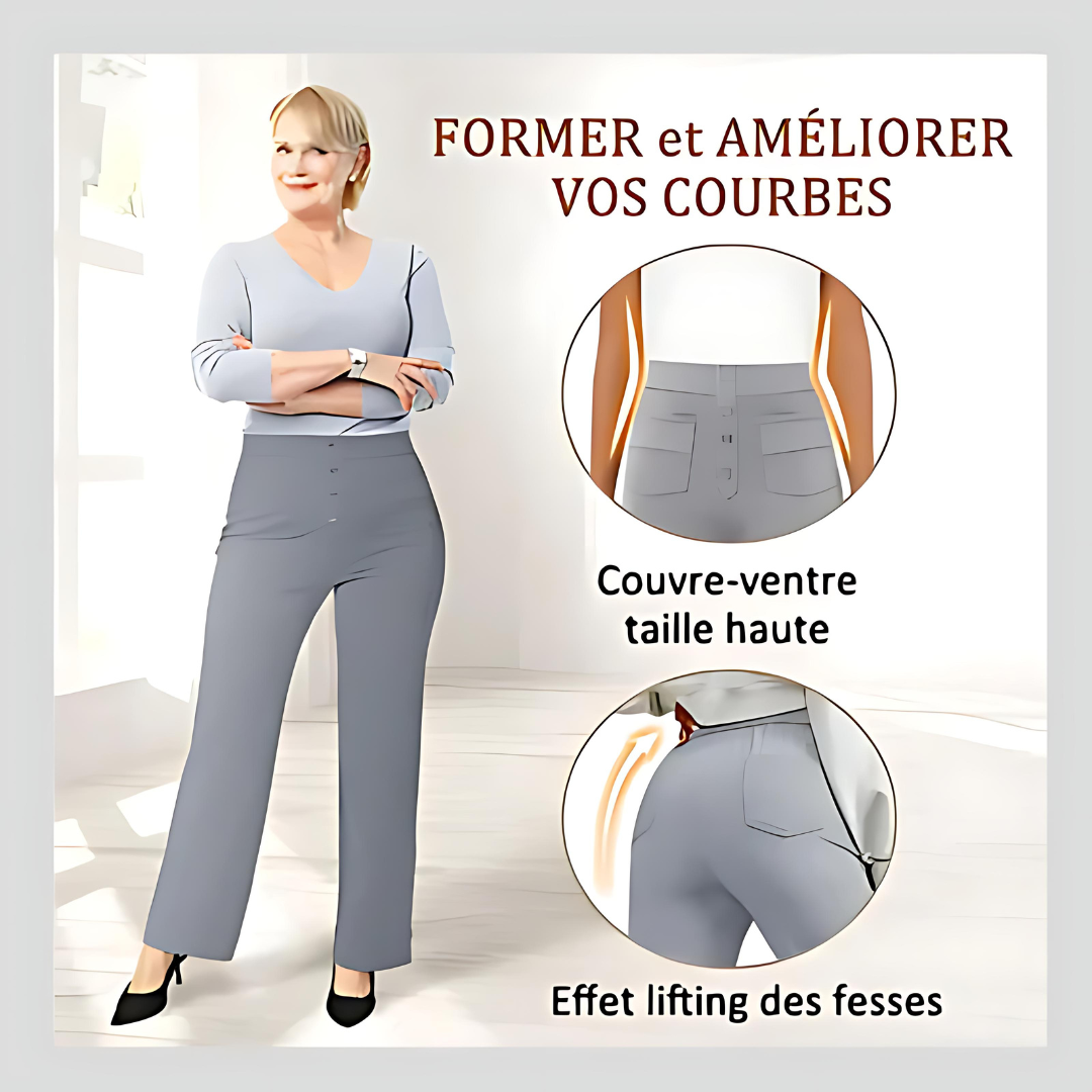 Pantalon décontracté à jambe droite et taille haute QuebecPanier™