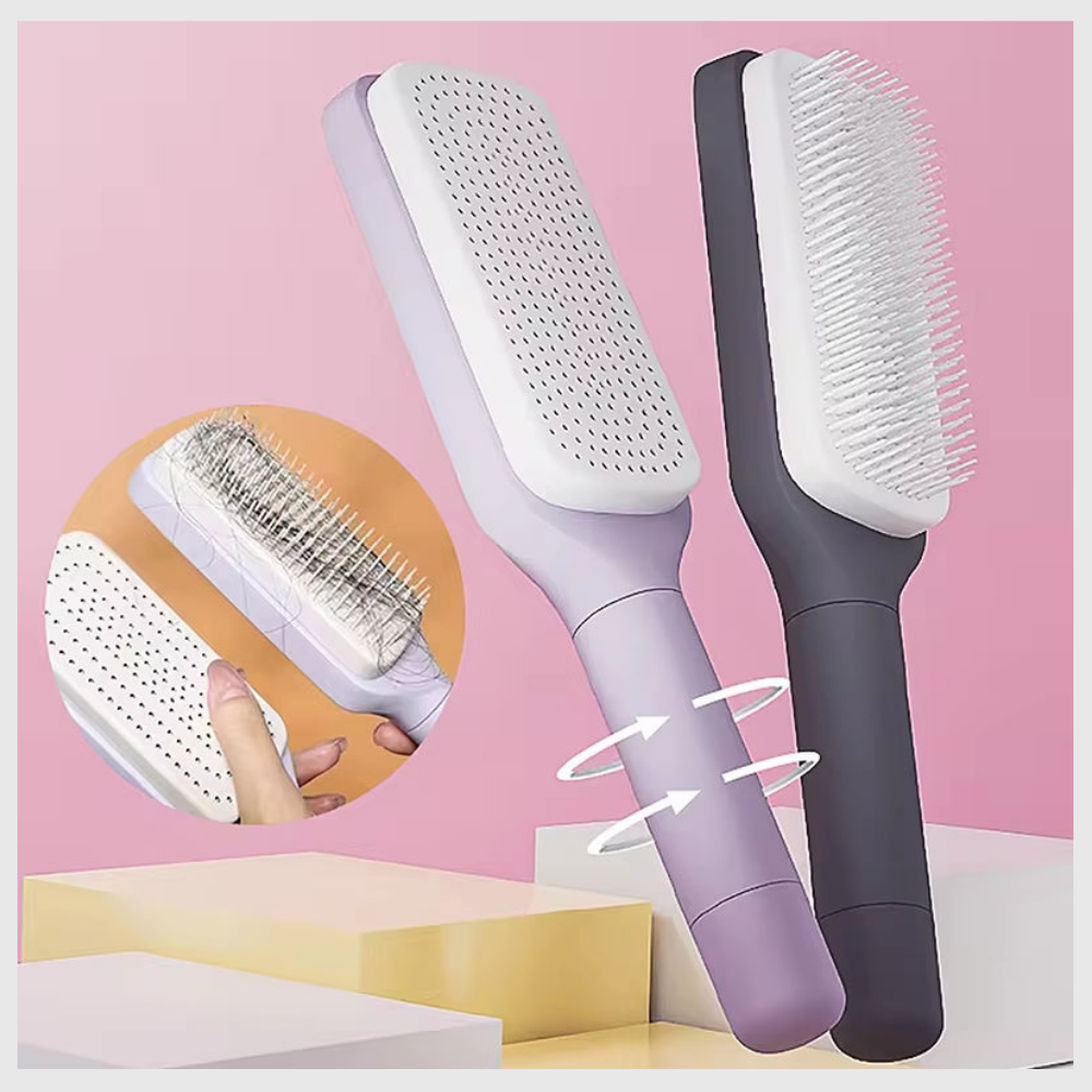 Brosse à Cheveux Autonettoyante - Pour Cheveux Doux et Soignés