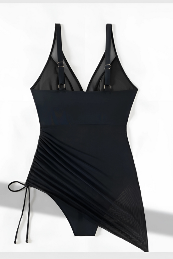 Maillot de bain enveloppant en maille transparente
