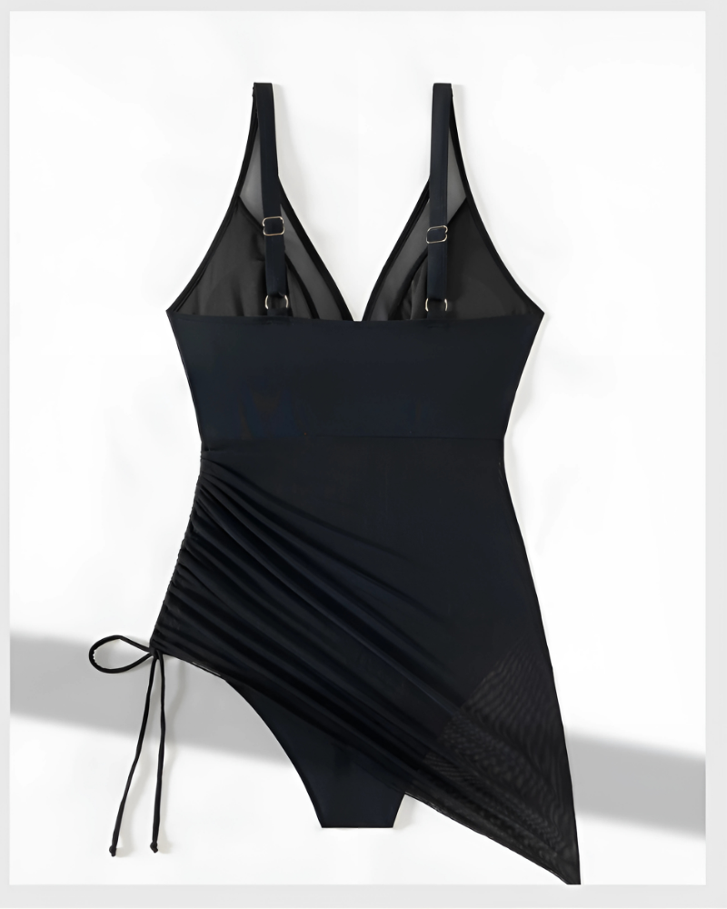 Maillot de bain enveloppant en maille transparente