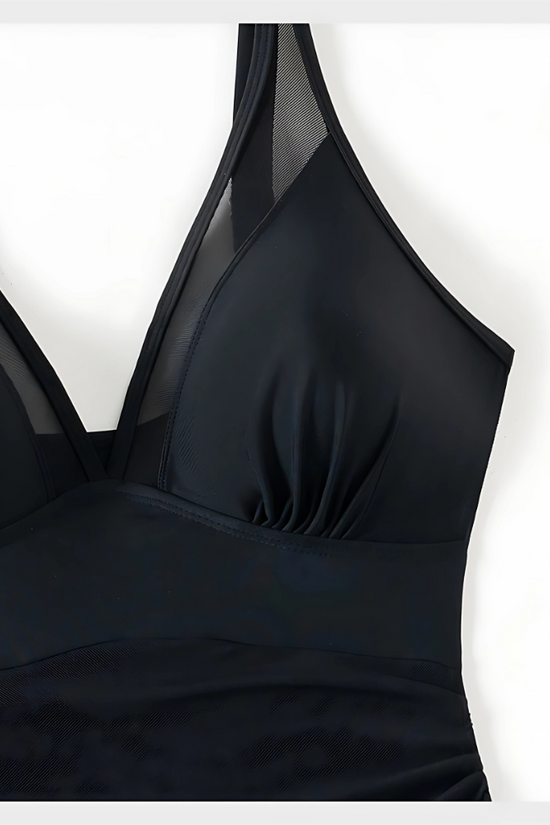 Maillot de bain enveloppant en maille transparente
