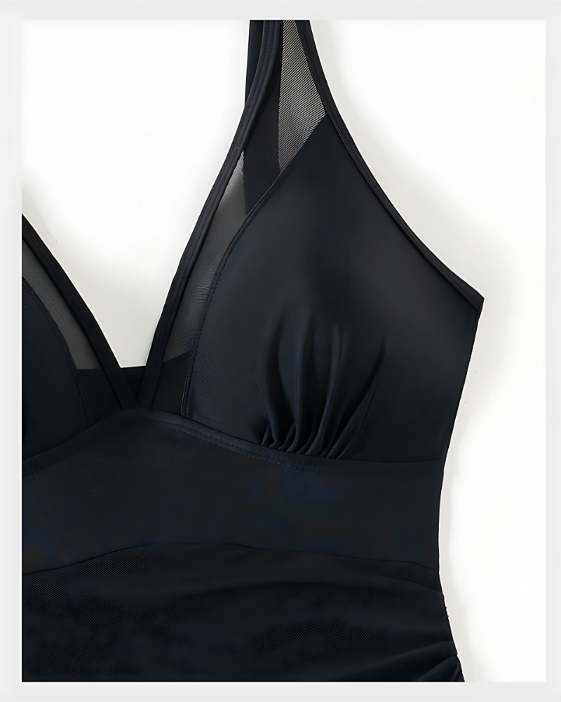 Maillot de bain enveloppant en maille transparente