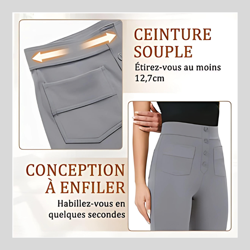 Pantalon décontracté à jambe droite et taille haute QuebecPanier™