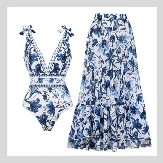Ensemble Élégance Tropicale™ - Maillot de Bain et Jupe Fleurie
