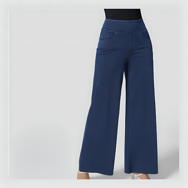 Jean Tout-en-Un – Jean Large Travail à Taille Haute Poches Multiples et Tricot Extensible