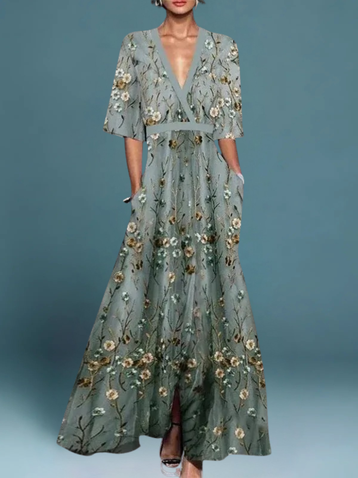 FLORENCE | Robe Longue Fleurie Chic et Raffinée