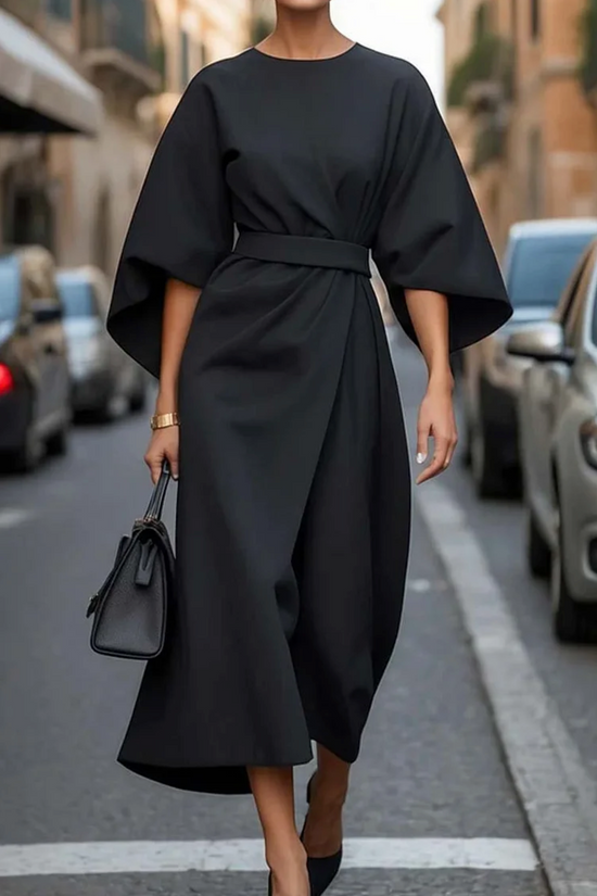 Sonia | Robe Élégante avec Manches Lanterne et Ceinture