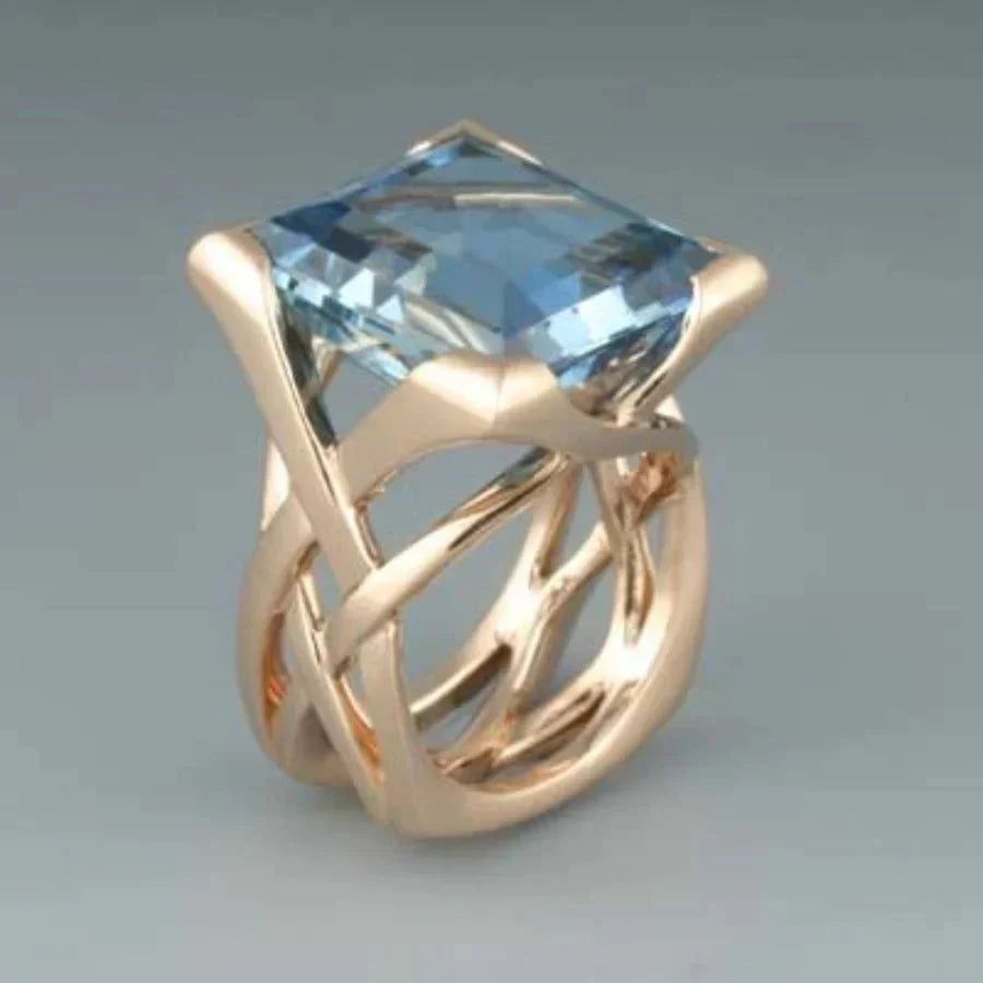 ALBA | Bague Vintage Élégante avec Éclat Bleu et Design Raffiné