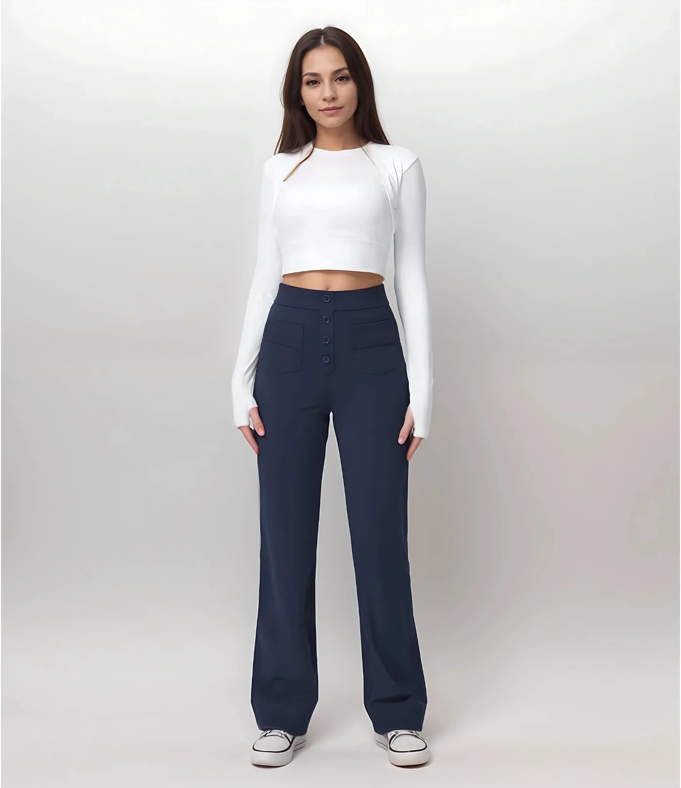 Pantalon décontracté à jambe droite et taille haute QuebecPanier™