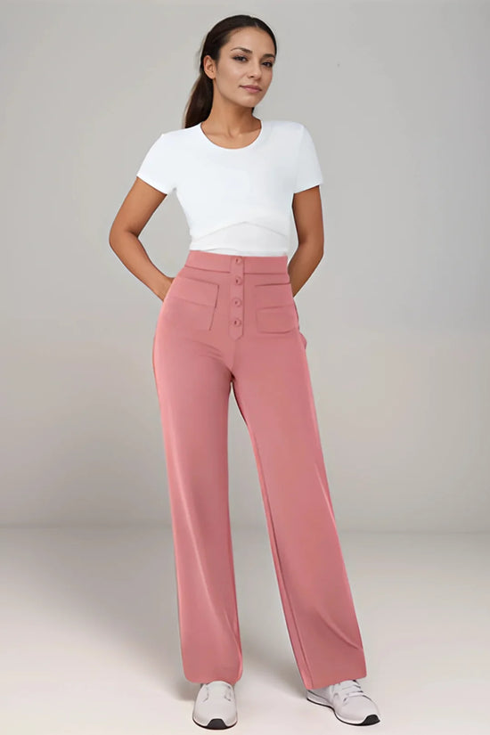Pantalon décontracté à jambe droite et taille haute QuebecPanier™