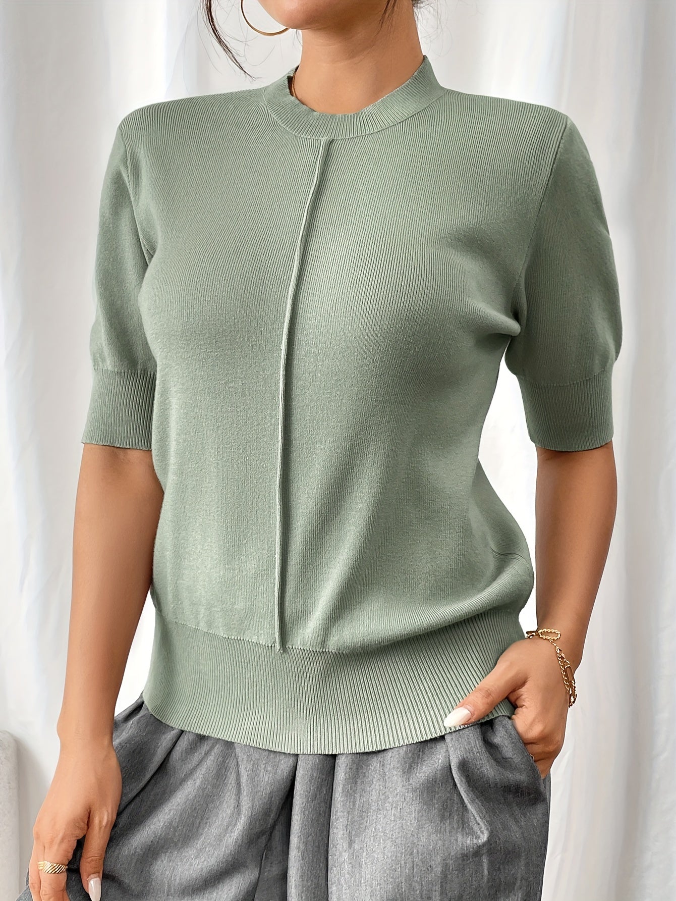 ELISE | Top Tricoté Élégant à Col Montant pour Femme