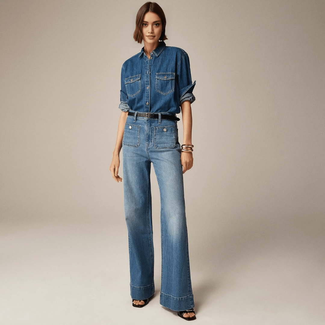 FitCurve | Jean Taille Haute à Jambe Large et Confortable