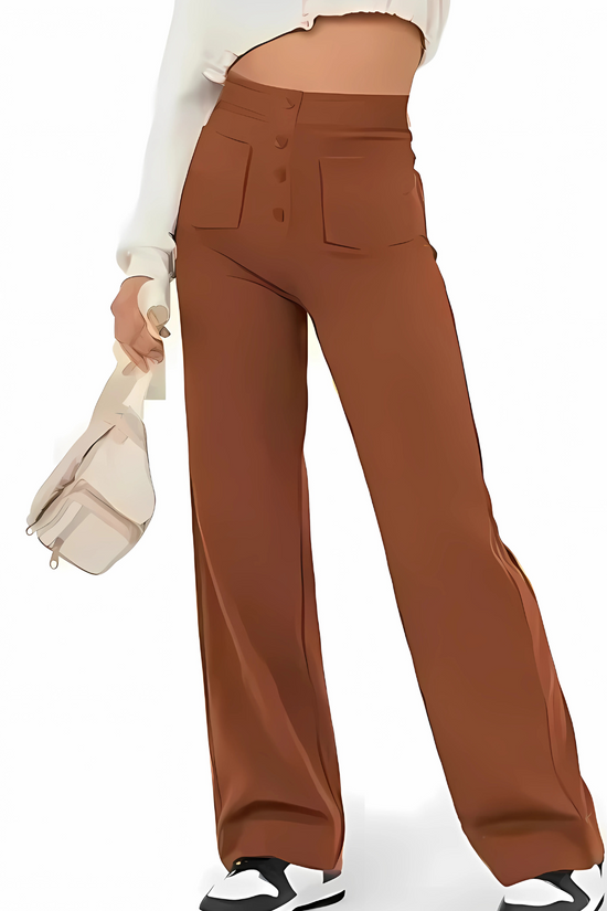 Pantalon décontracté à jambe droite et taille haute QuebecPanier™