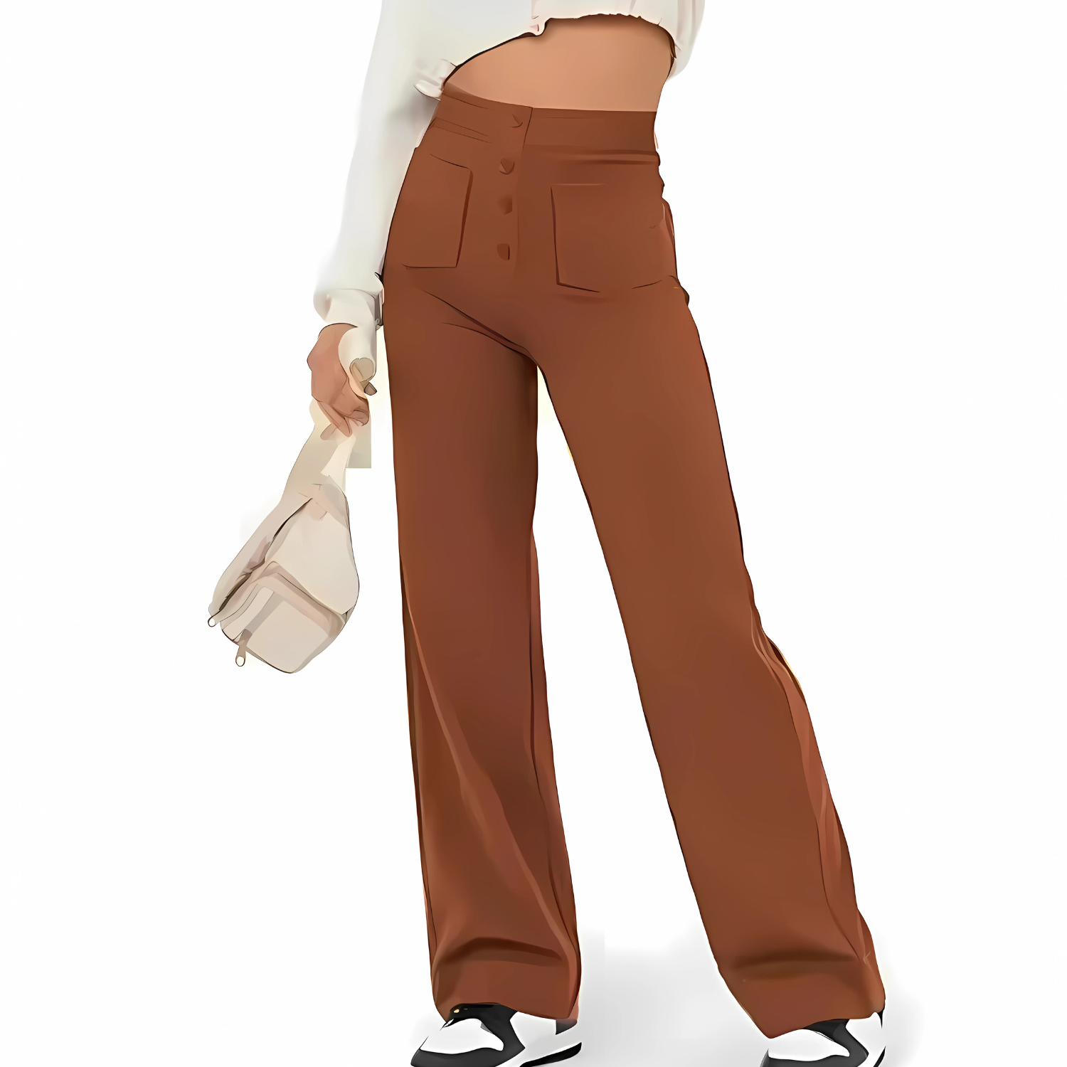 Pantalon décontracté à jambe droite et taille haute QuebecPanier™