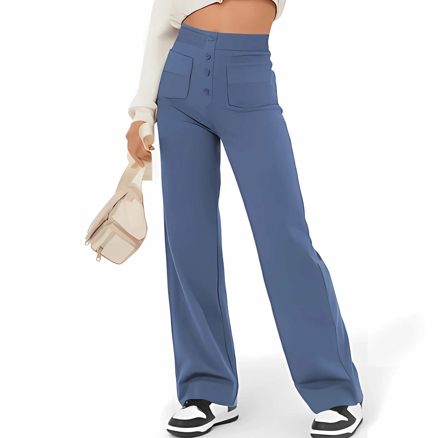 Pantalon décontracté à jambe droite et taille haute QuebecPanier™