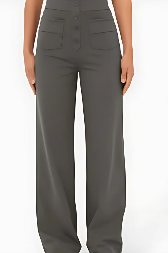 Pantalon décontracté à jambe droite et taille haute QuebecPanier™