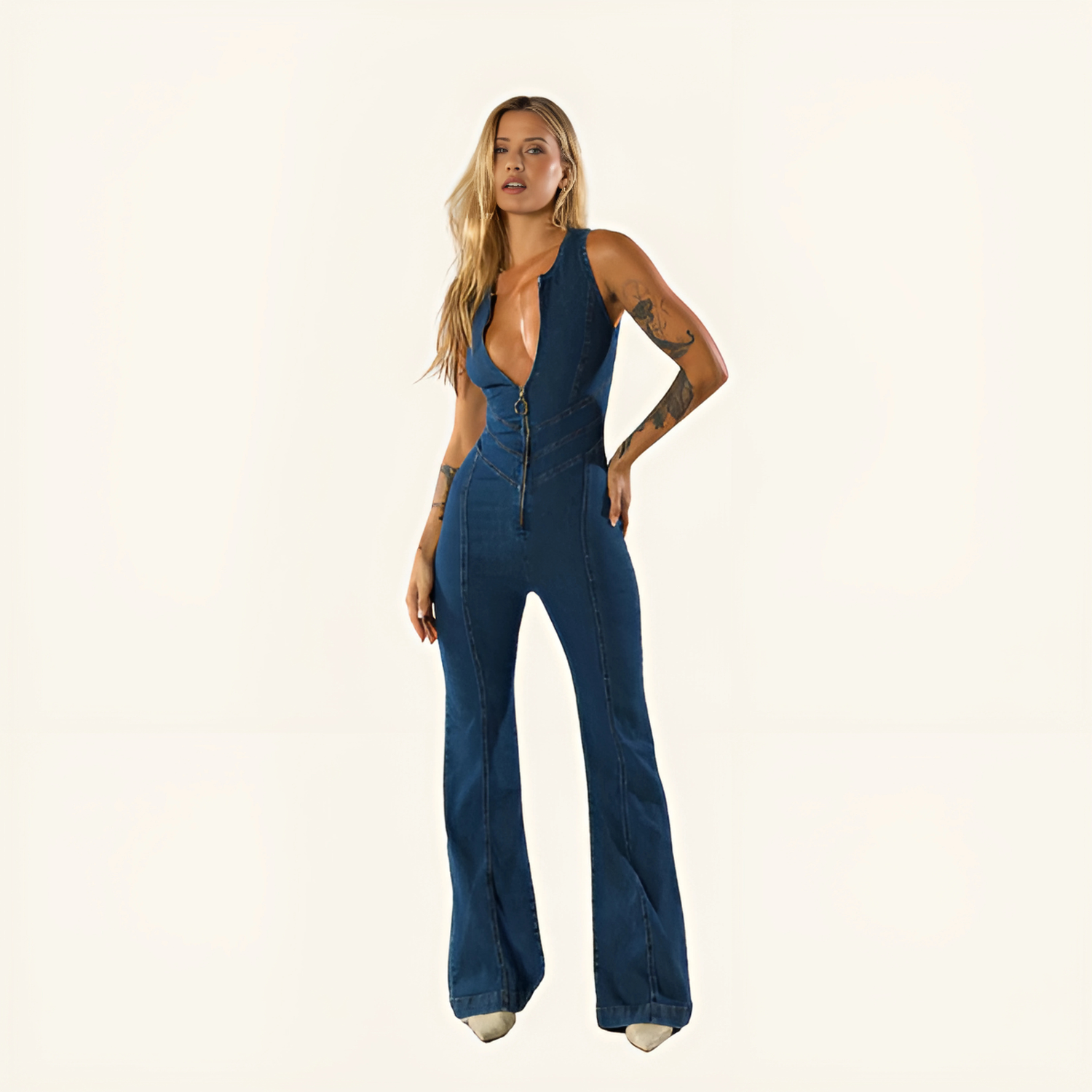 COMBINAISON EN JEAN CAPRI ÉLASTIQUE