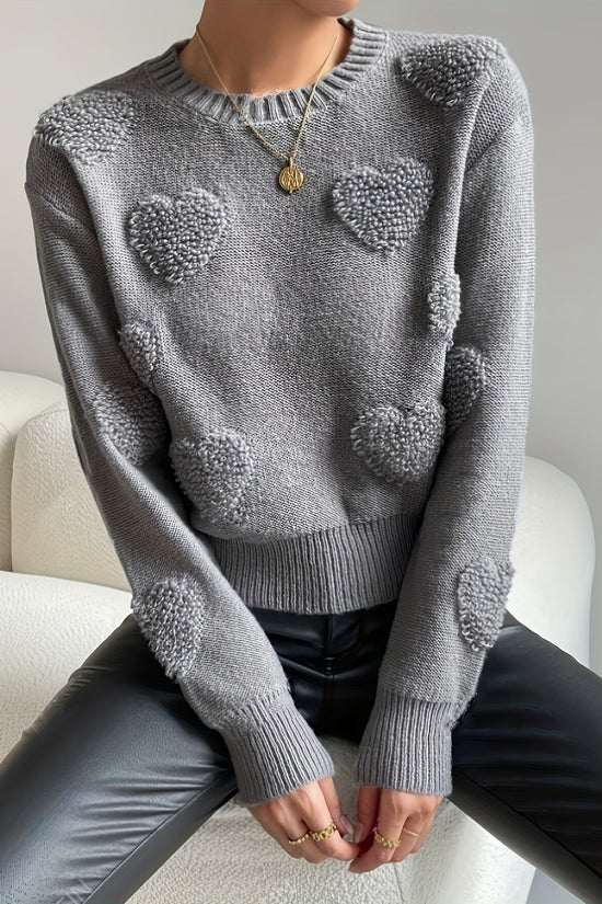 LILY | Pull Tricoté Élégant avec Motif Cœur – Doux et Tendance