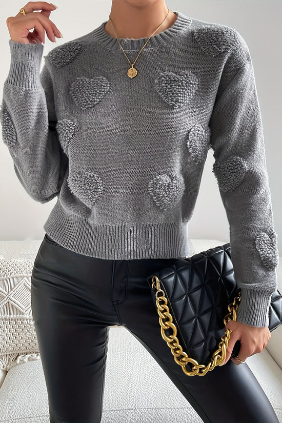 LILY | Pull Tricoté Élégant avec Motif Cœur – Doux et Tendance