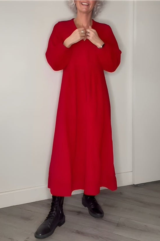 Linda | Robe Élégante à Col V et Coupe Flatteuse