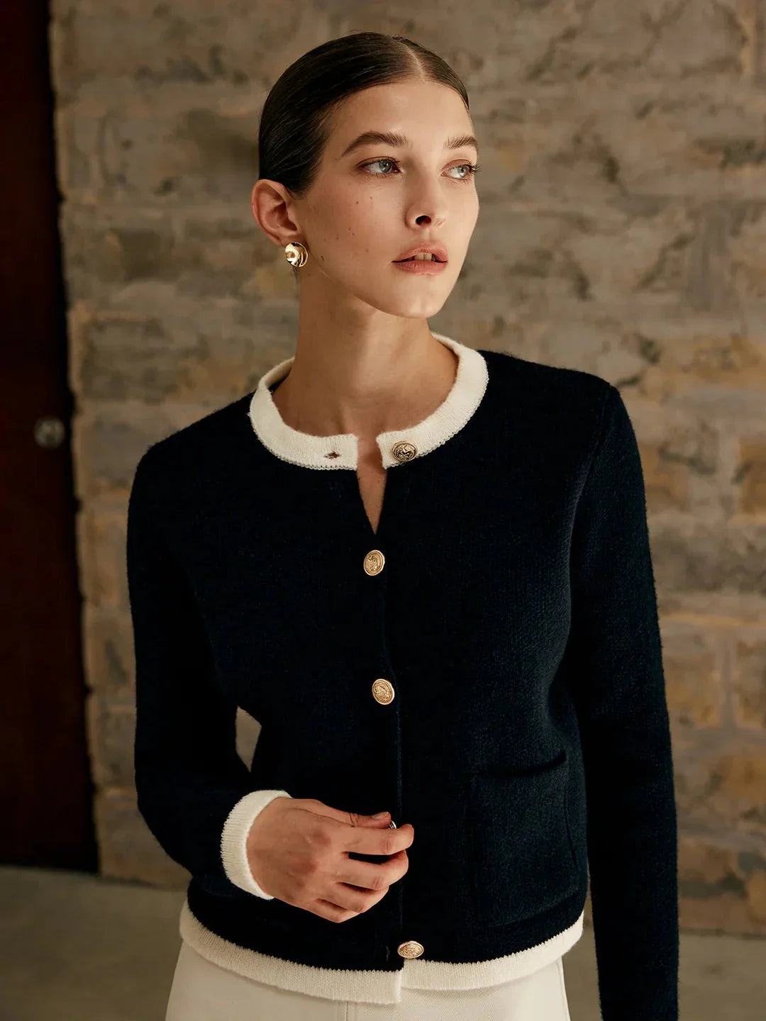 MARINE | Cardigan Tricoté Boutonné Élégant et Confortable