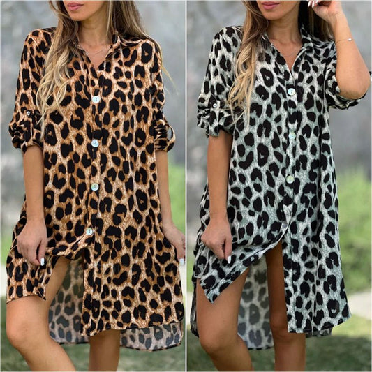 NORDIK | Robe-Chemise Oversize à Motif Léopard