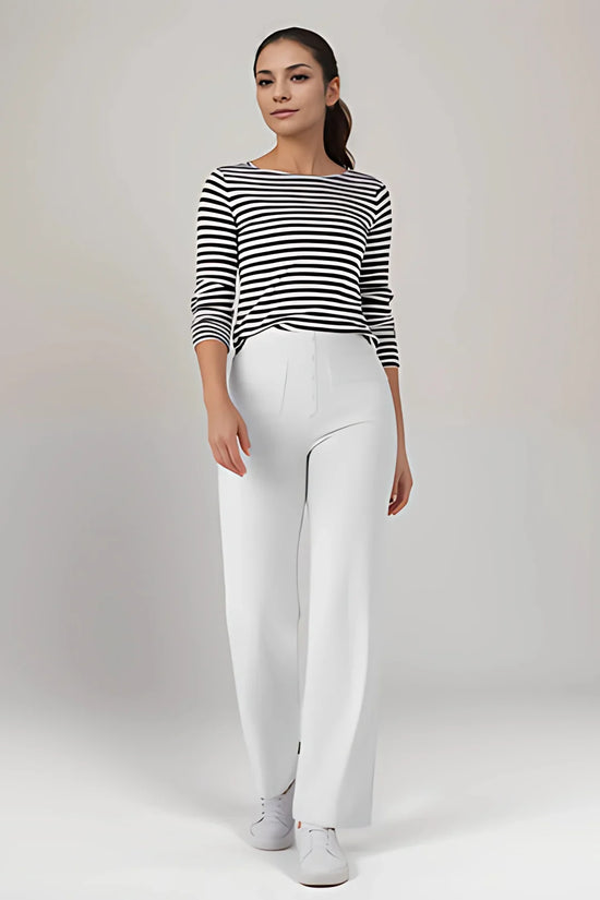 Pantalon décontracté à jambe droite et taille haute QuebecPanier™