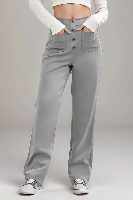 Pantalon décontracté à jambe droite et taille haute QuebecPanier™